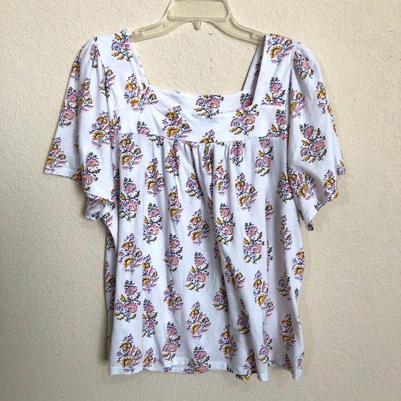 Lucky Brand Tops - Lucky Brand Floral Square Neckline Short Sleeve To